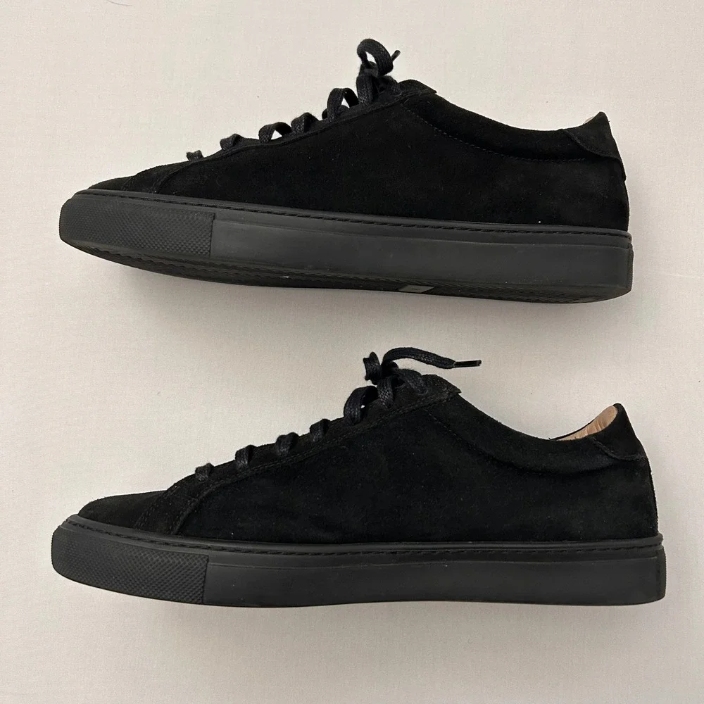 SuitSupply Shoes Mens 10‎ Black Suede Low Top Lace-Up Sneakers Dress Casual